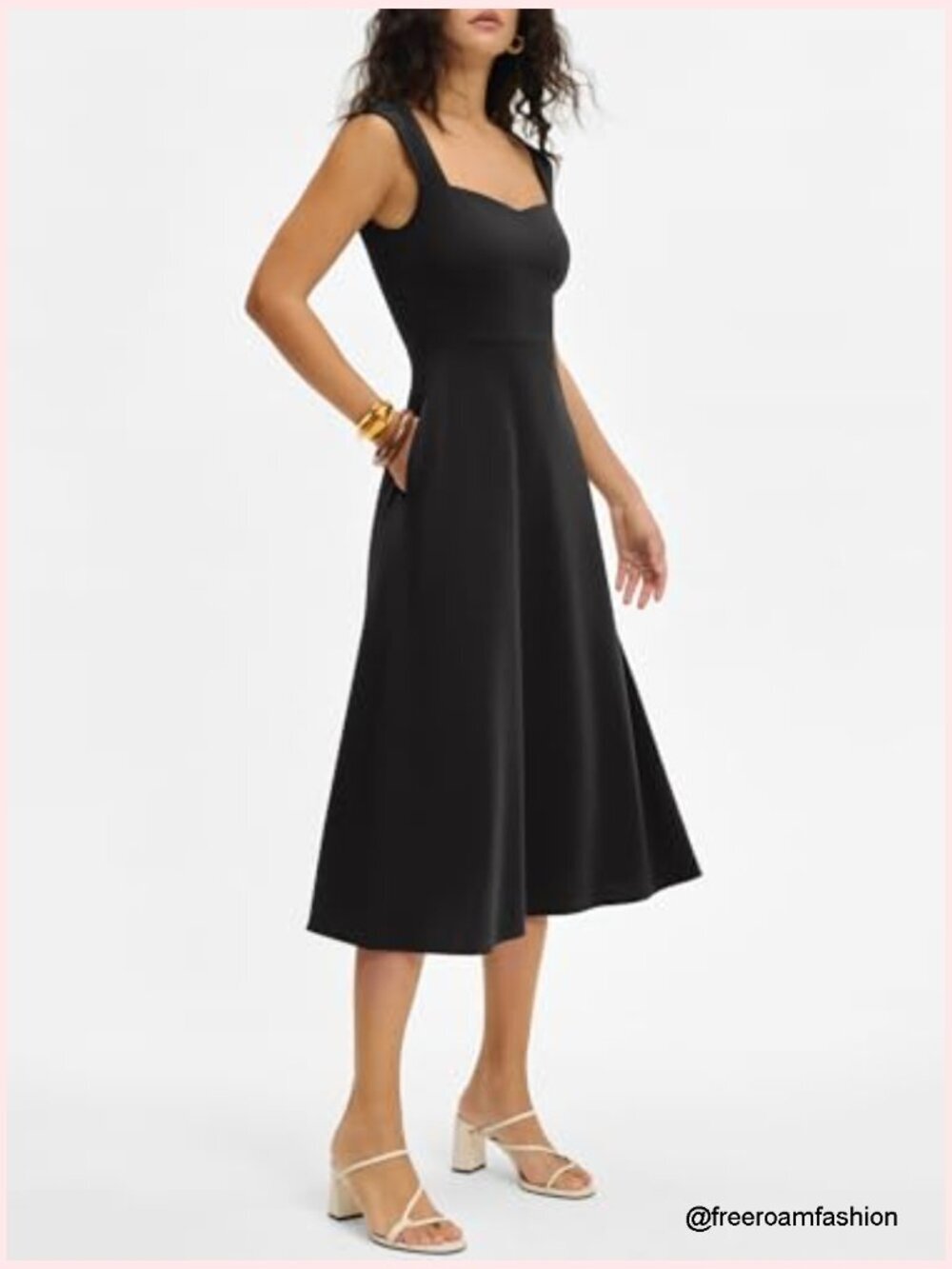 Sleeveless Sweetheart Neck Midi Dress with Pockets for Formal Wedding Guest - Picture 5 of 7